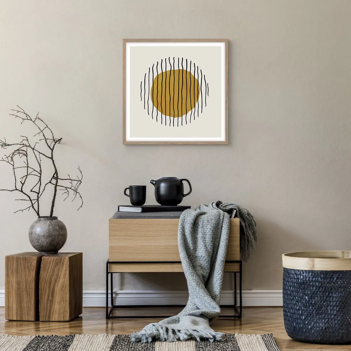 Pôster com moldura de carvalho claro - Abstração a tremer com o calor - 50x50 cm