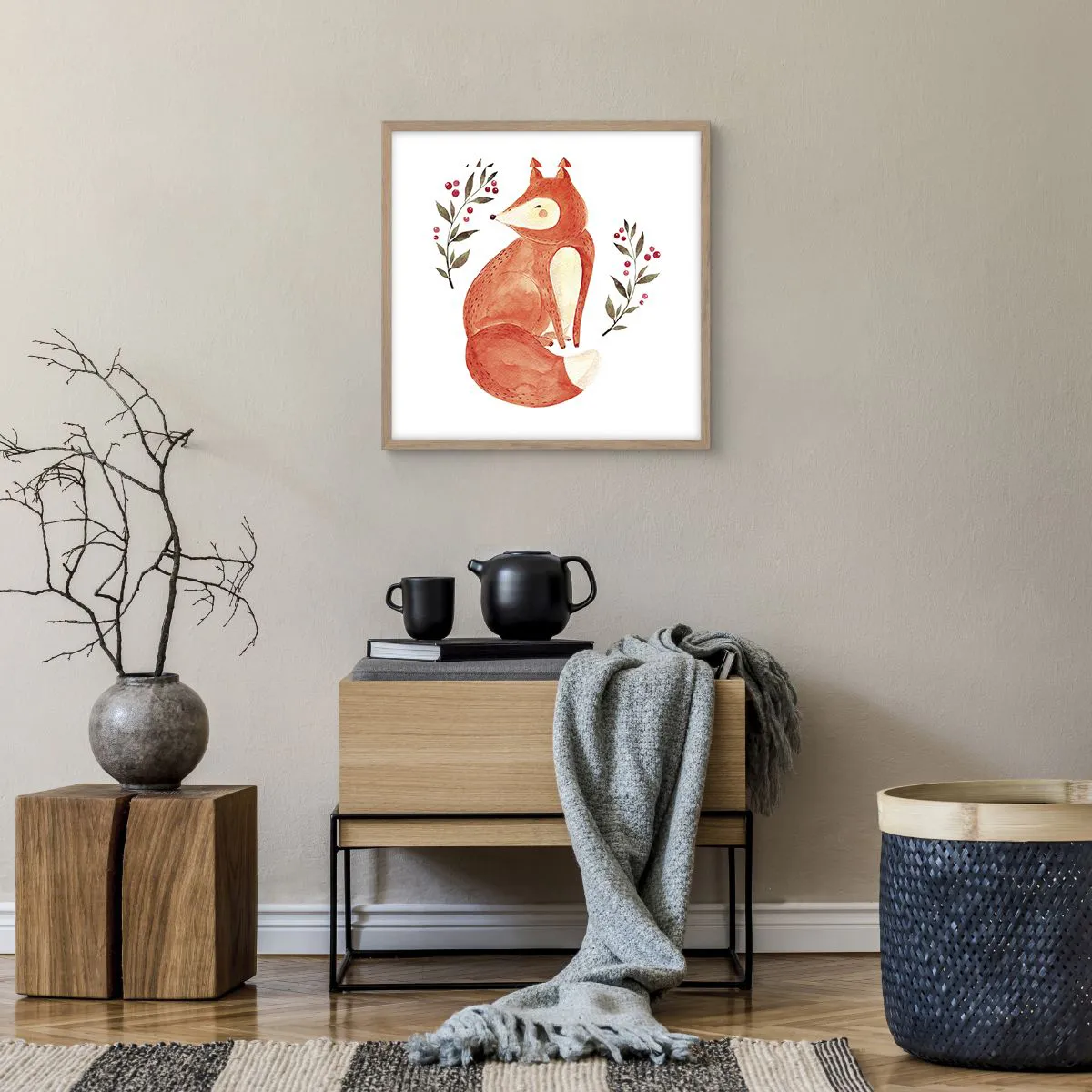 Plakát v rámu světlý dub - Malý zrzek - 50x50 cm