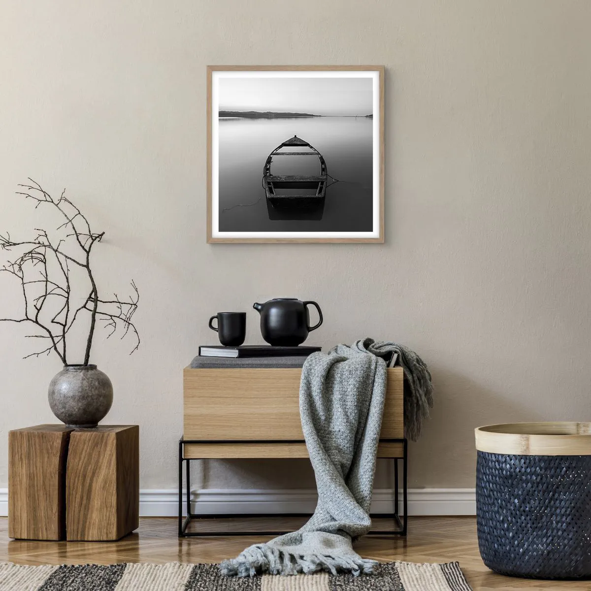 Affiche dans un chêne clair - Poster - Nostalgie et mélancolie - 50x50 cm