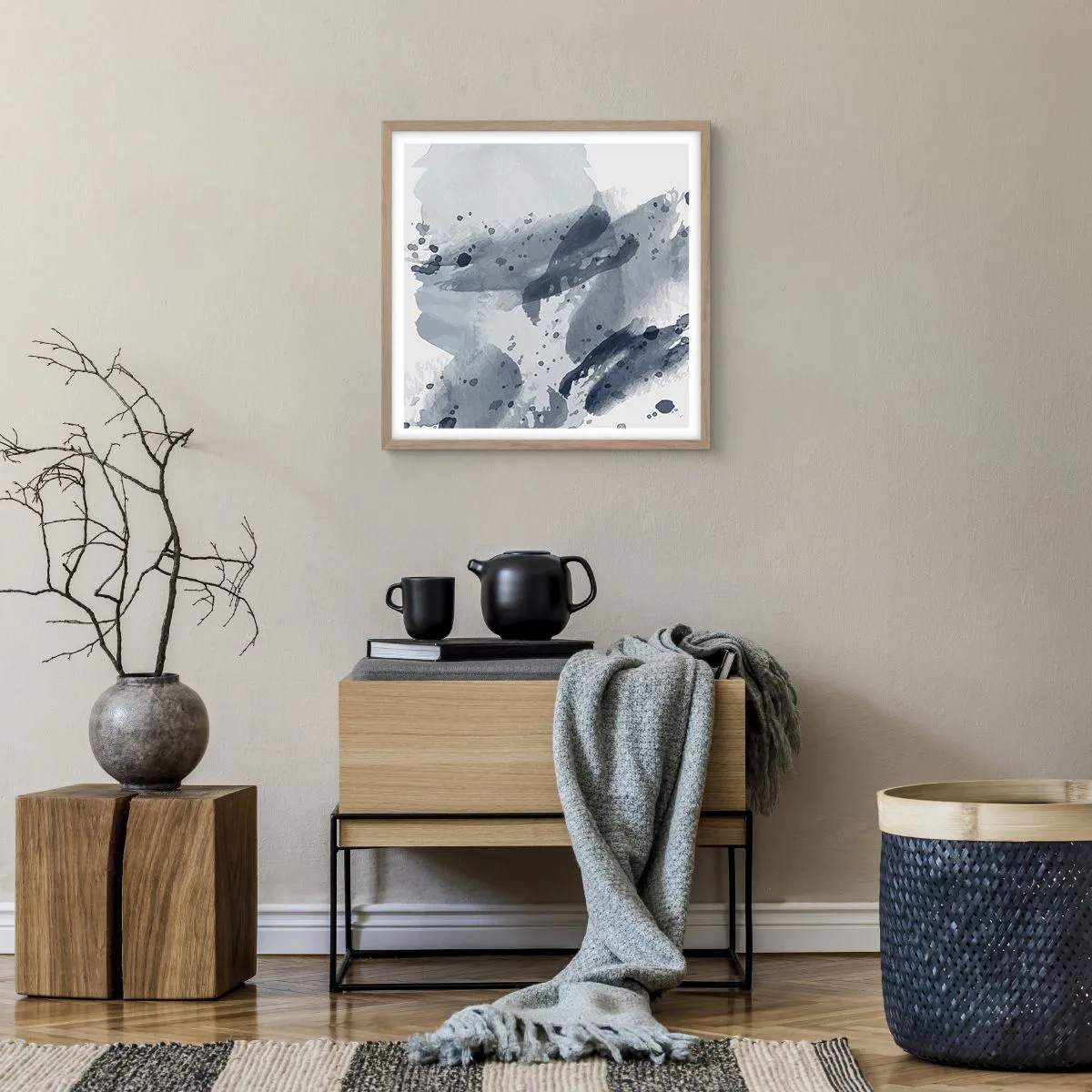 Pôster com moldura de carvalho claro - Um estudo da natureza da água - 50x50 cm