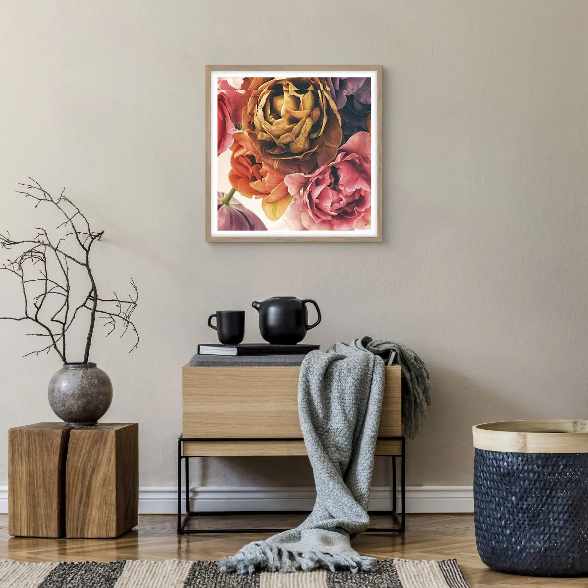 Plagát v ráme zo svetlého duba - Oslava života - 50x50 cm