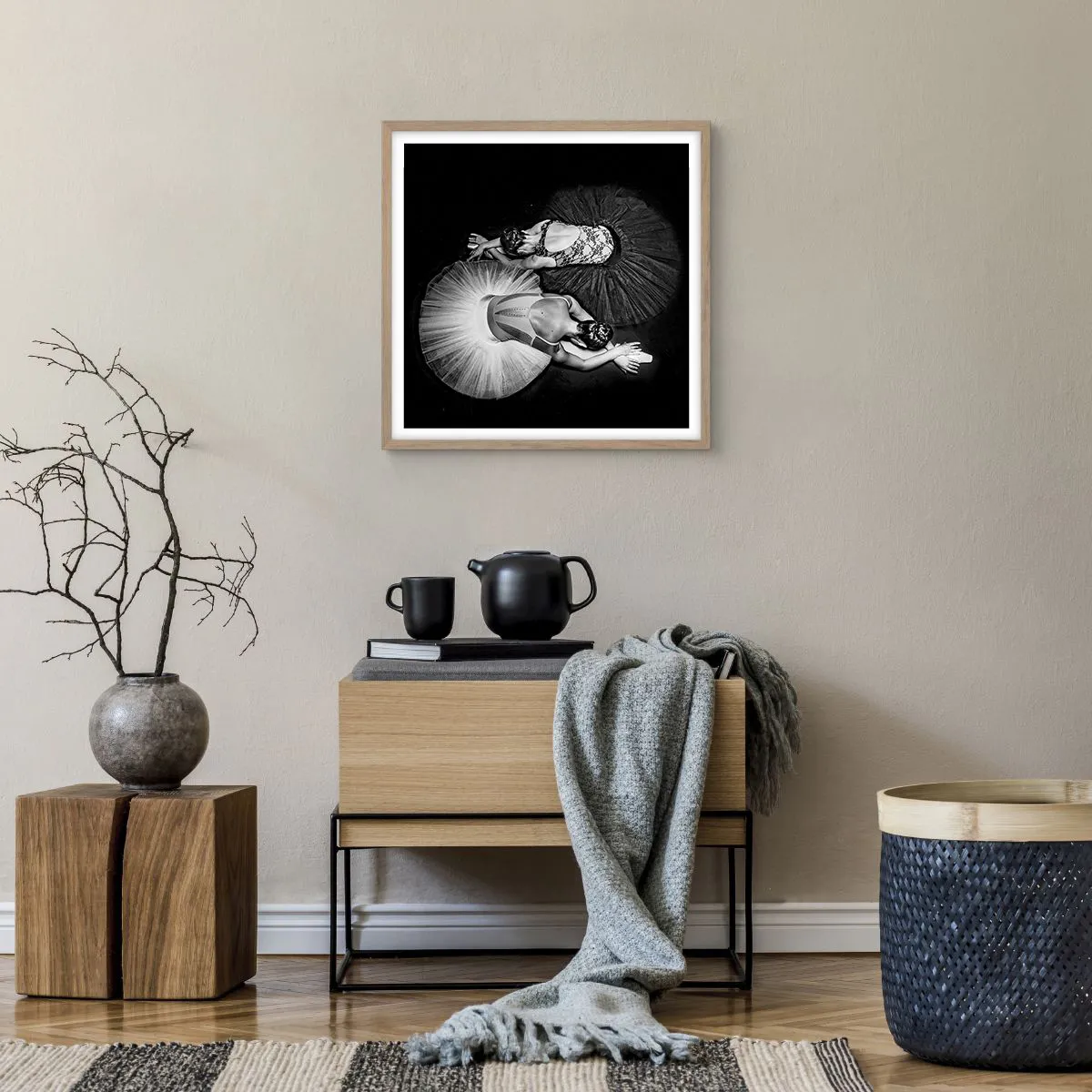 Affiche dans un chêne clair - Poster - Jin et jang – équilibre idéal - 50x50 cm