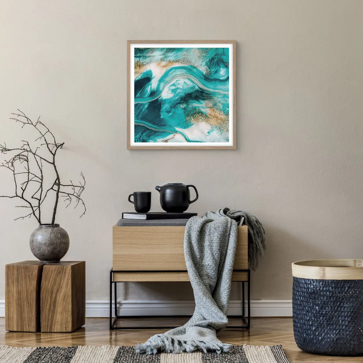 Poszter világos tölgy keretben - Az arany folyó - 50x50 cm