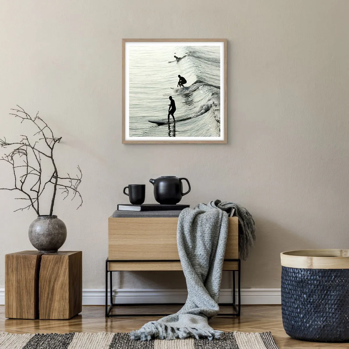 Plakat w ramie jasny dąb - Na spotkanie fali - 50x50 cm