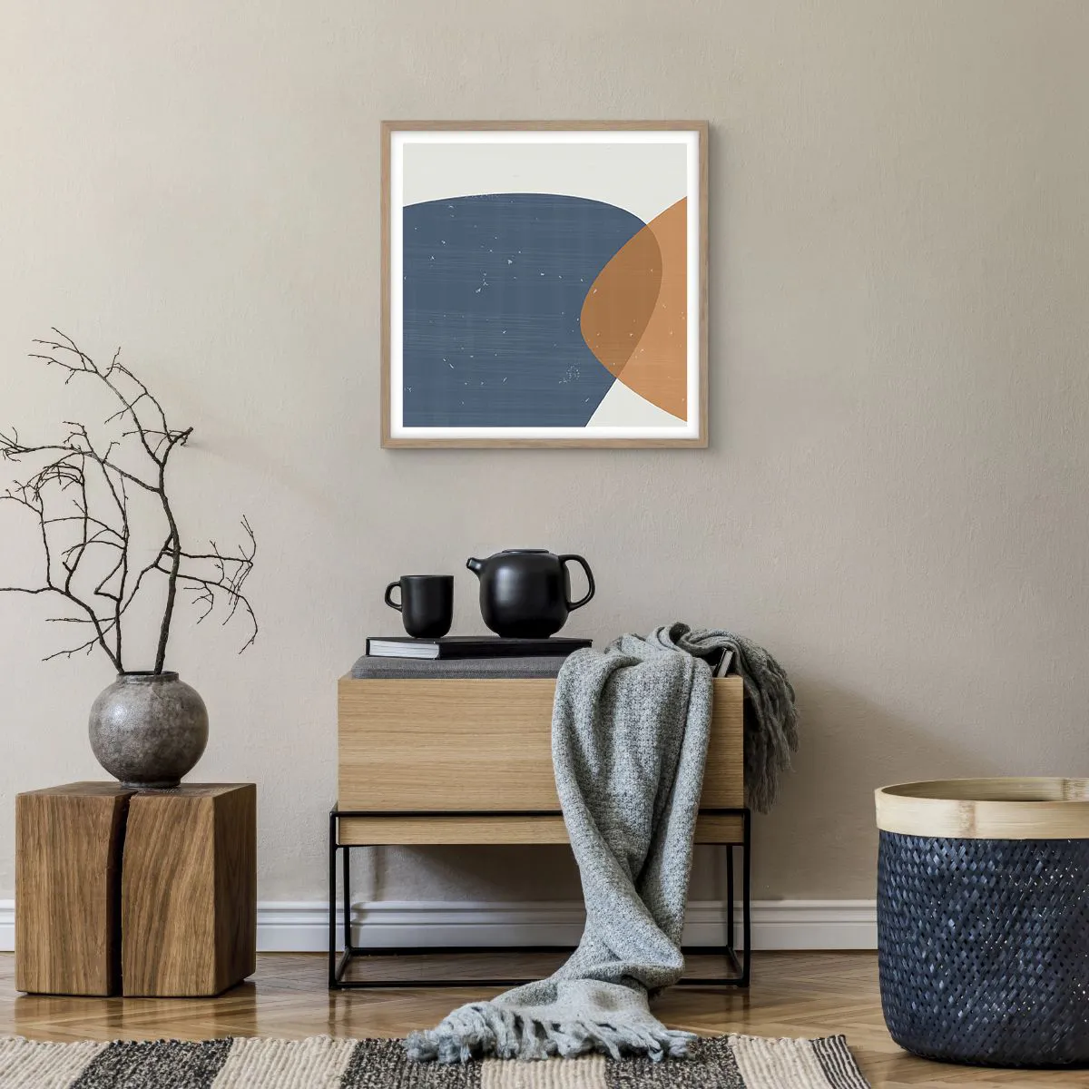 Een poster in een licht eiken lijst - Ovalen en invloeden - 50x50 cm