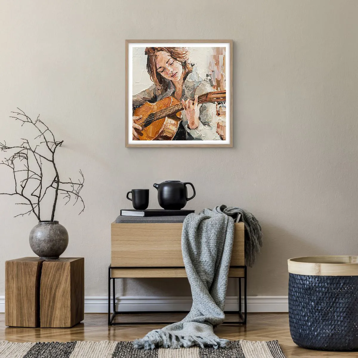 Plakat w ramie jasny dąb - Koncert na gitarę i dziewczęce serce - 50x50 cm