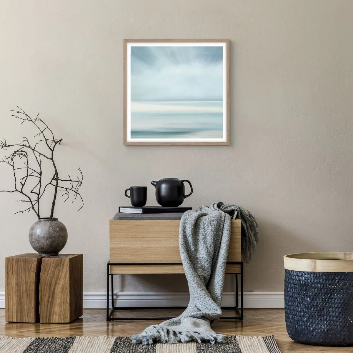 Affiche dans un chêne clair - Poster - Paix à l'horizon - 50x50 cm