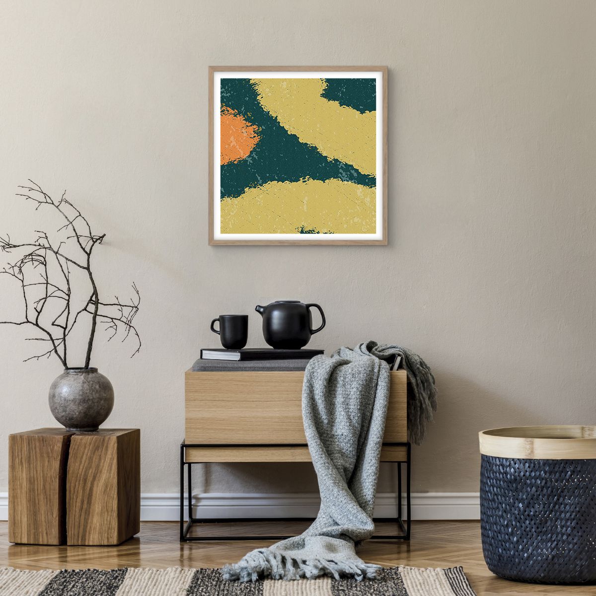 Affiche dans un chêne clair Abstraction, Affiche dans un chêne clair Morceau, Affiche dans un chêne clair Vieilli