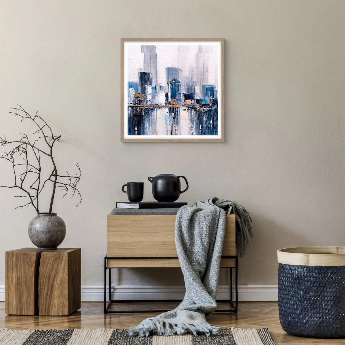 Poszter világos tölgy keretben - New York-i benyomás - 50x50 cm