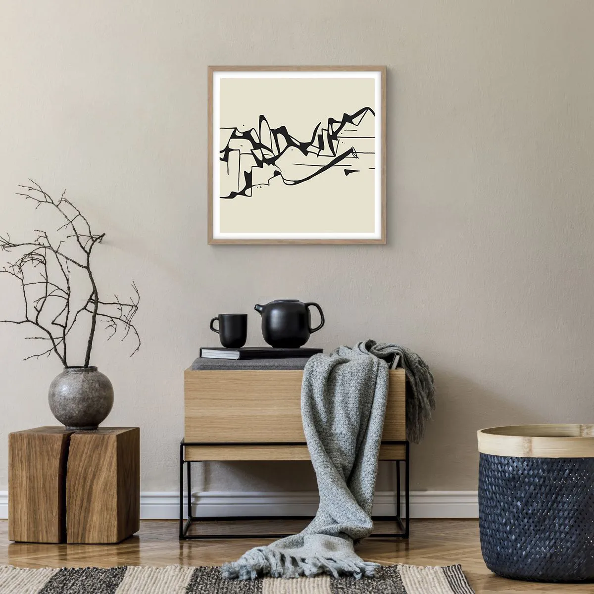 Affiche dans un chêne clair - Poster - Peut-être un paysage - 50x50 cm