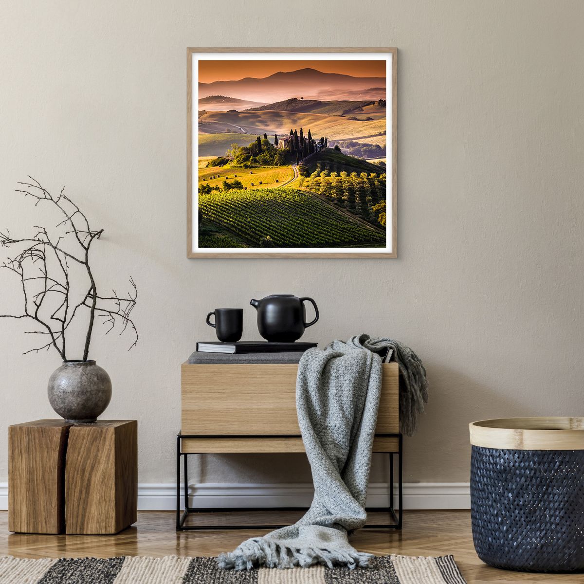 Affiche dans un chêne clair Paysage, Affiche dans un chêne clair Toscane, Affiche dans un chêne clair Vignobles, Affiche dans un chêne clair Voyages, Affiche dans un chêne clair Italie