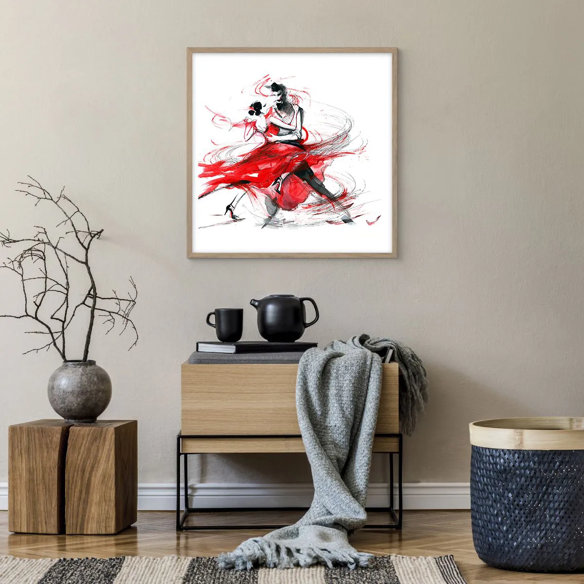 Poster în ramă de stejar deschis - Tango - ritmul pasiunii - 60x60 cm