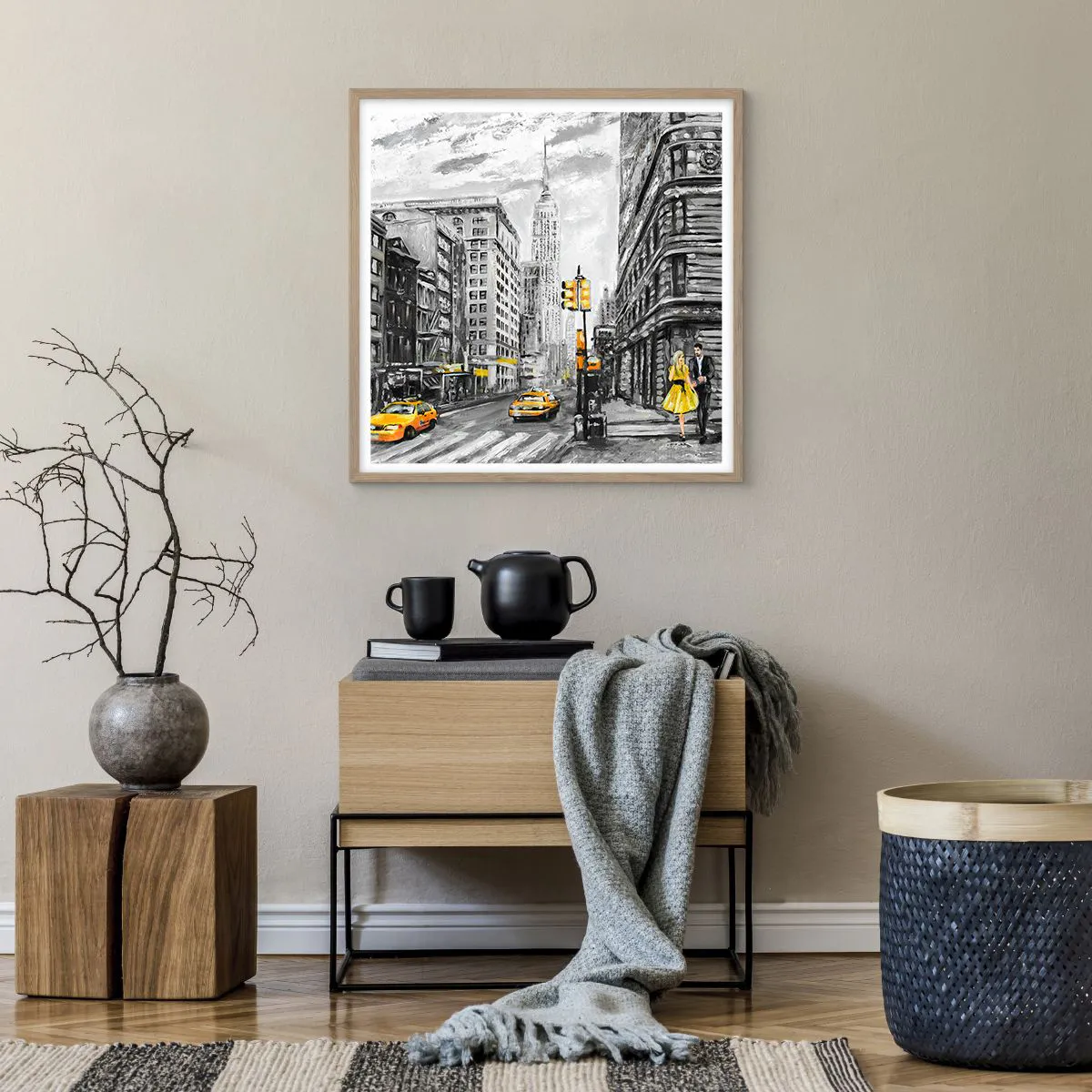 Poster în ramă de stejar deschis - O poveste din New York - 60x60 cm