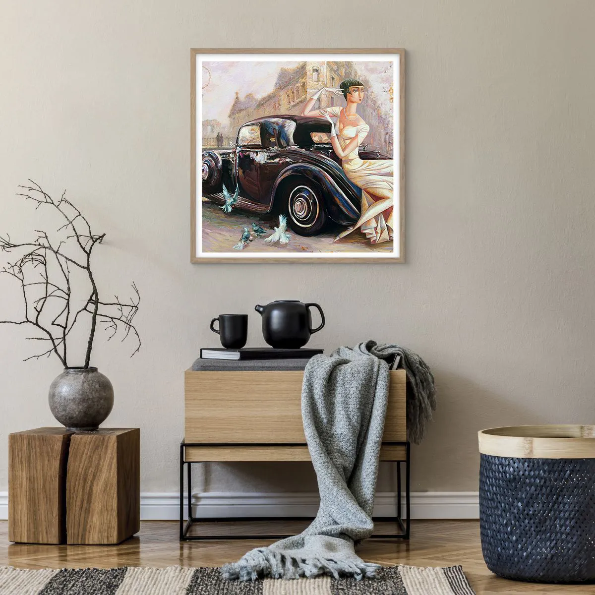 Een poster in een licht eiken lijst - Elegantie in retrostijl - 60x60 cm