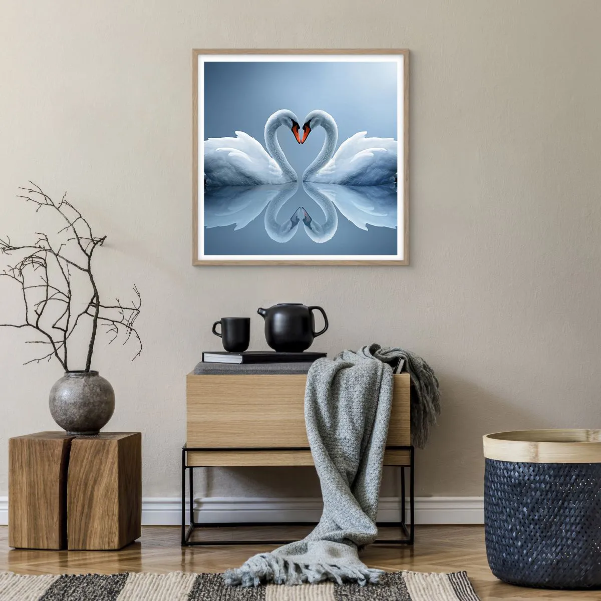 Plakat w ramie jasny dąb - Czas na miłość - 60x60 cm