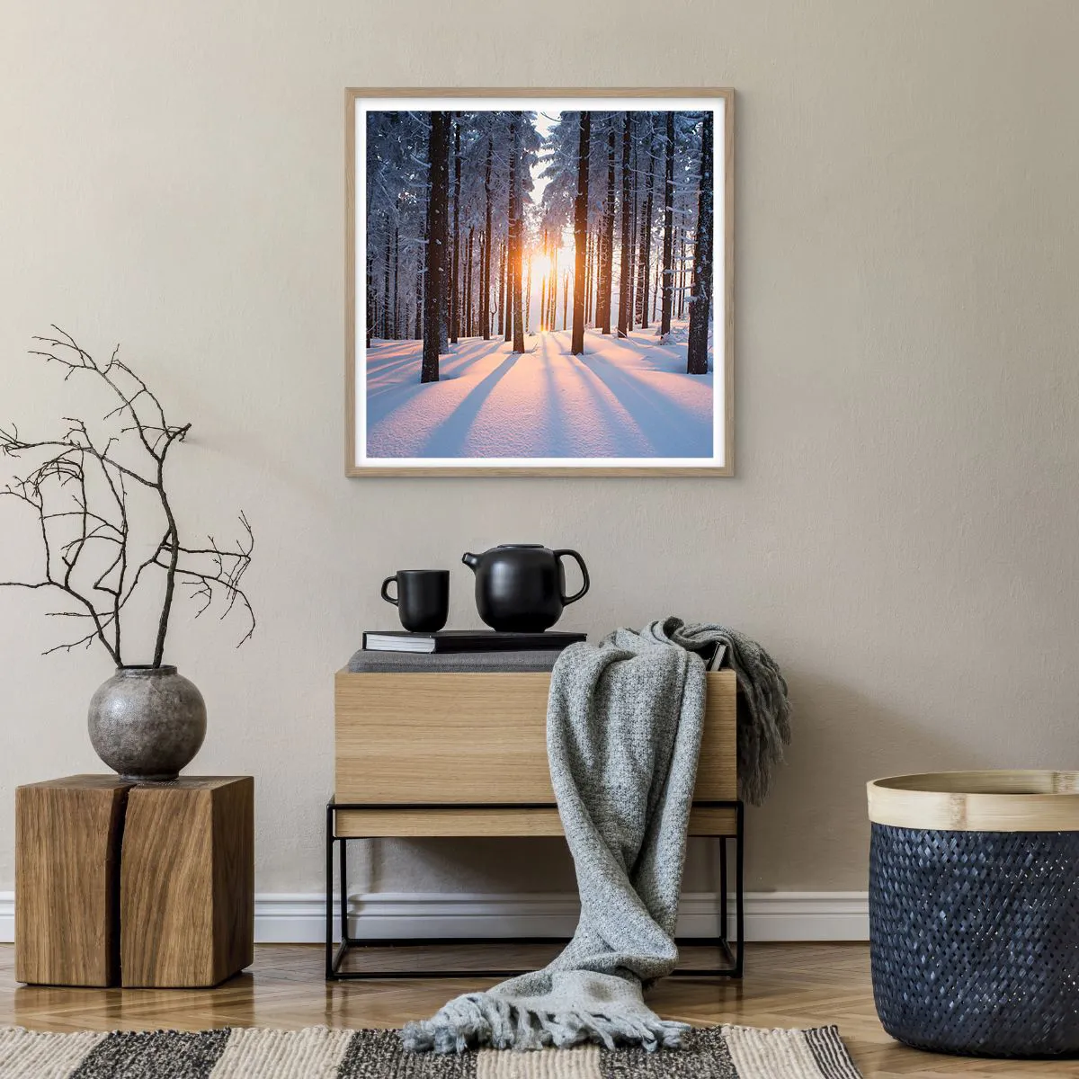 Poster în ramă de stejar deschis - În mod clar în alb și negru - 60x60 cm