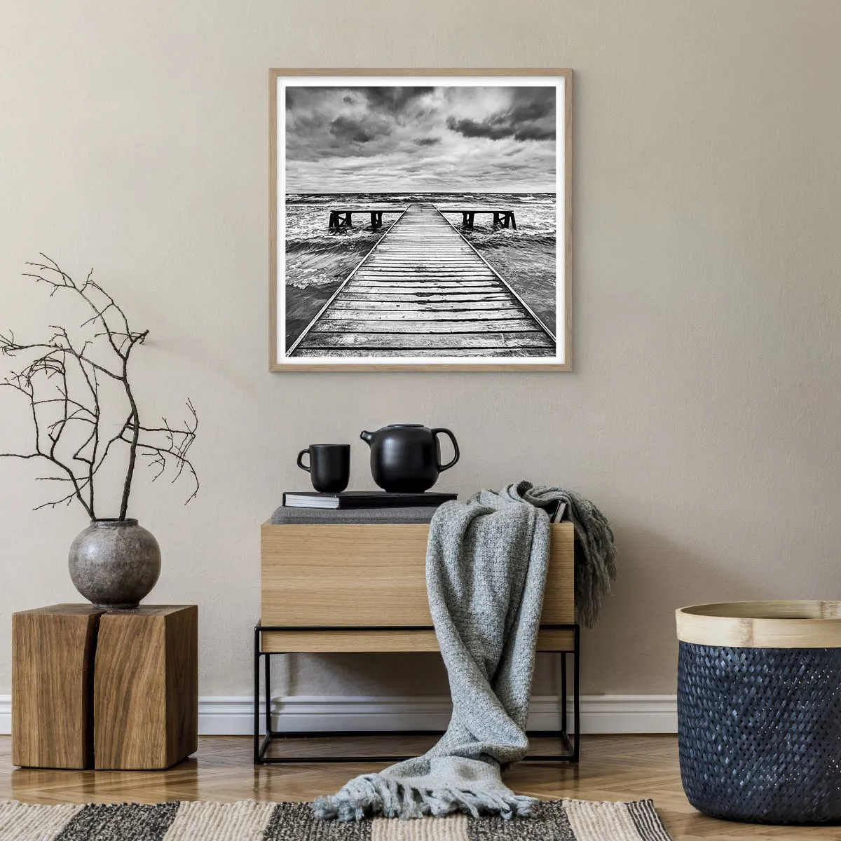 Poster in einem Rahmen aus heller Eiche - Ich warte darauf, dass der Wind wegjagt... - 60x60 cm