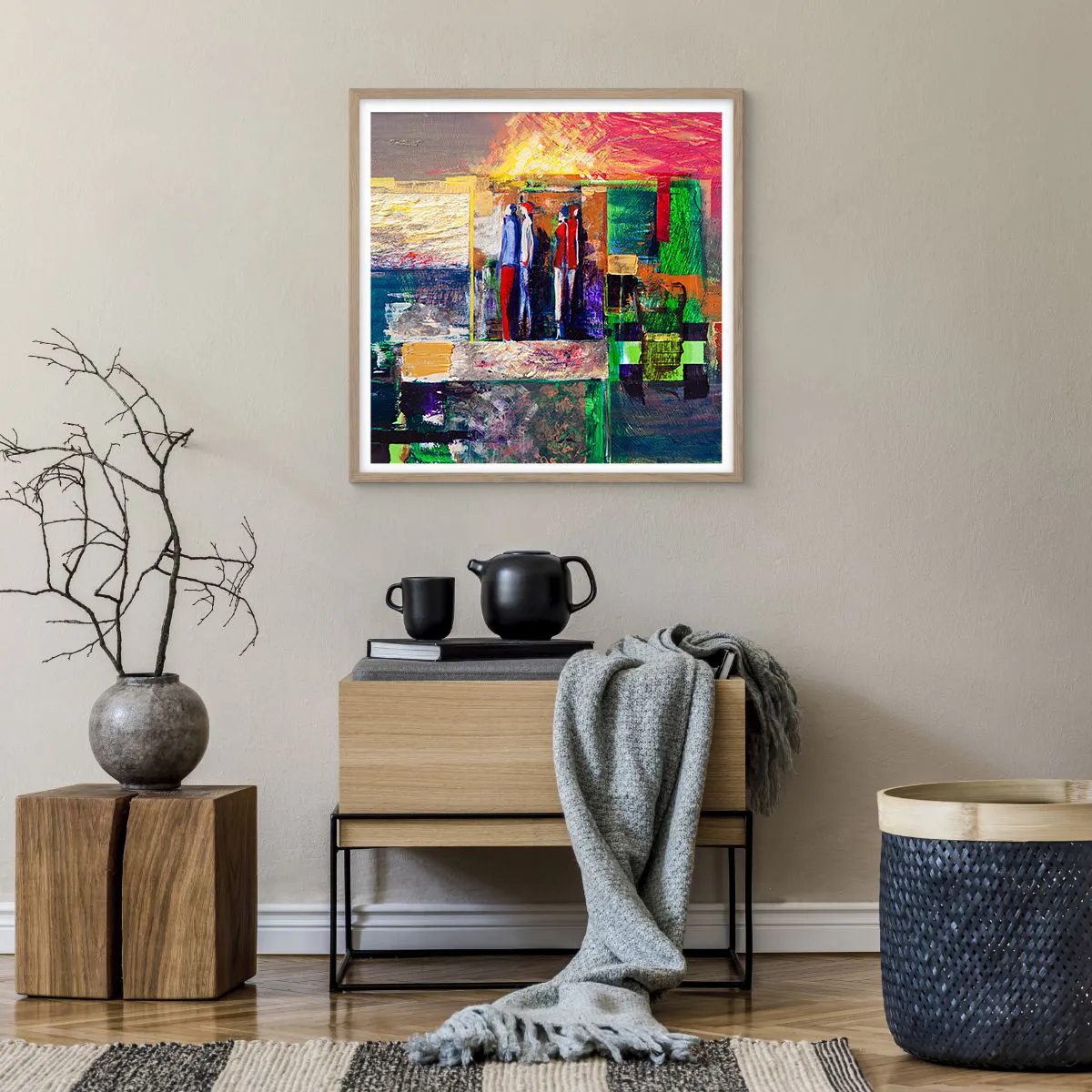 Pôster com moldura de carvalho claro - Relacionamentos e emoções - 60x60 cm