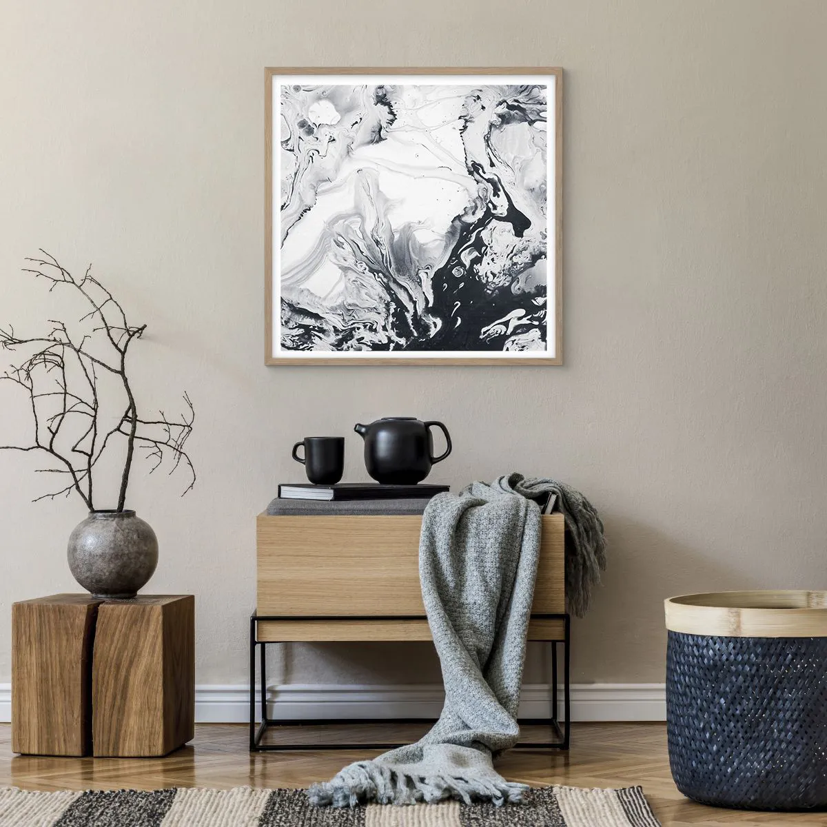 Affiche dans un chêne clair - Poster - Au centre de la Terre - 60x60 cm