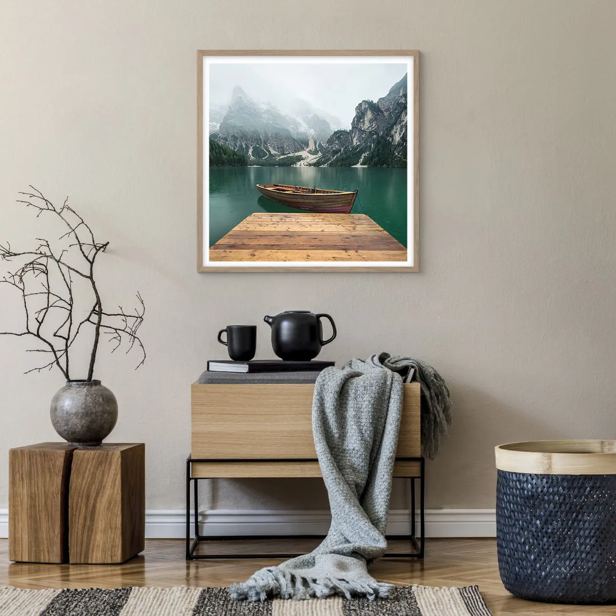 Poszter világos tölgy keretben - "És a homlok büszke sziklái" - 60x60 cm