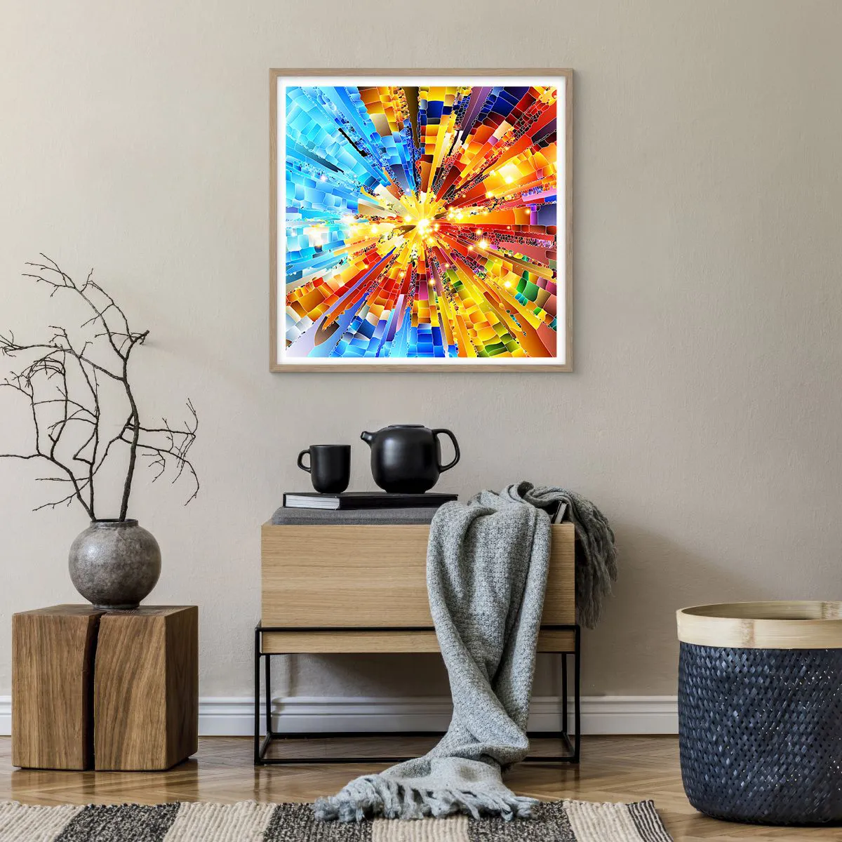 Plakat w ramie jasny dąb - In medias res - 60x60 cm