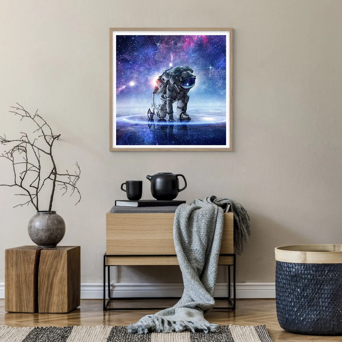 Pôster com moldura de carvalho claro - Céu estrelado acima de mim - 60x60 cm