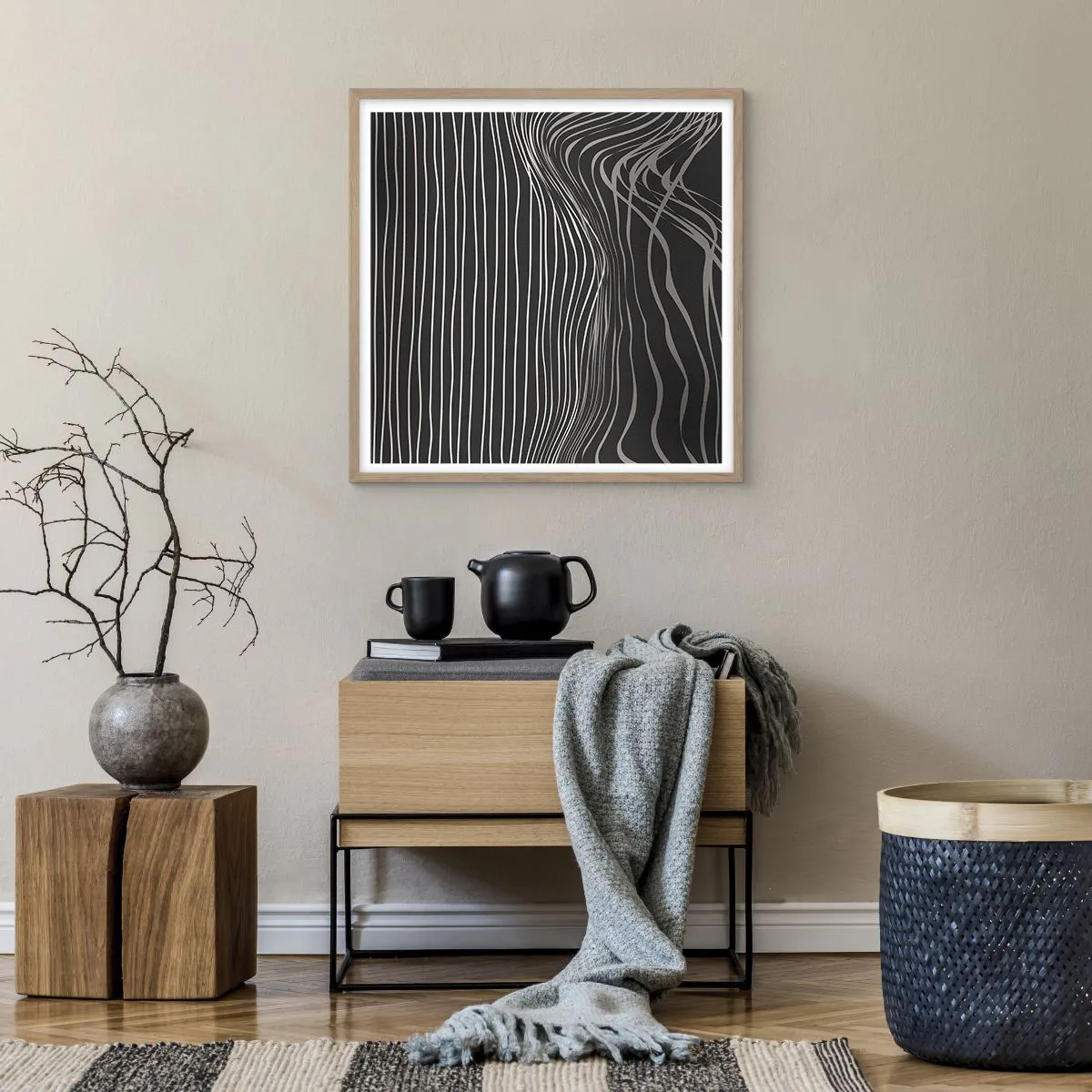 Póster en marco roble claro - Ritmo y acento - 60x60 cm