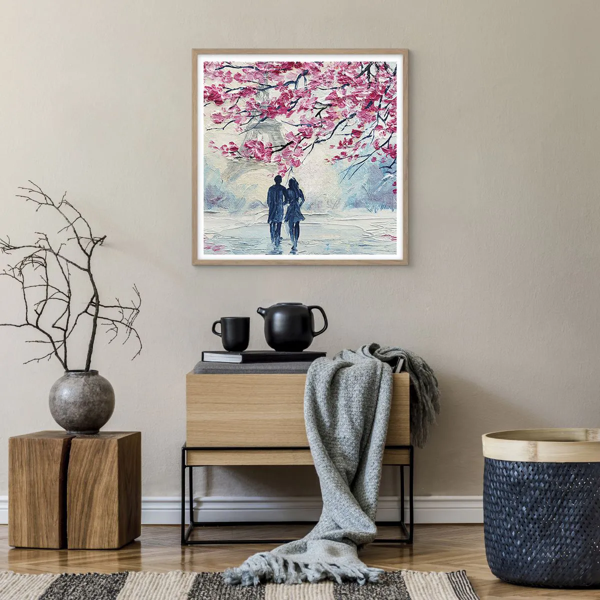 Affiche dans un chêne clair - Poster - Ballade romantique - 60x60 cm