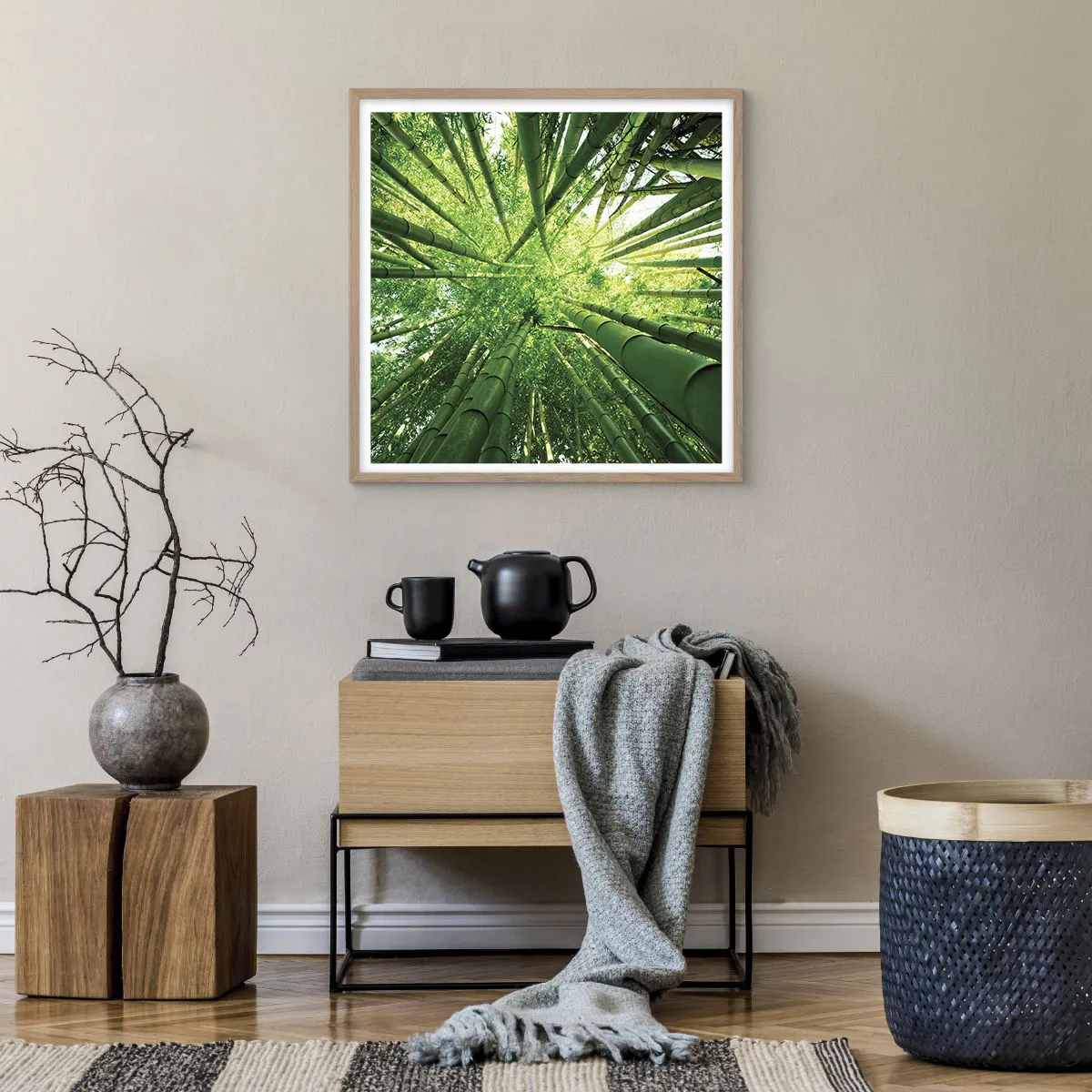 Poster in light oak frame - In a Bamboo Forest - 60x60 cm