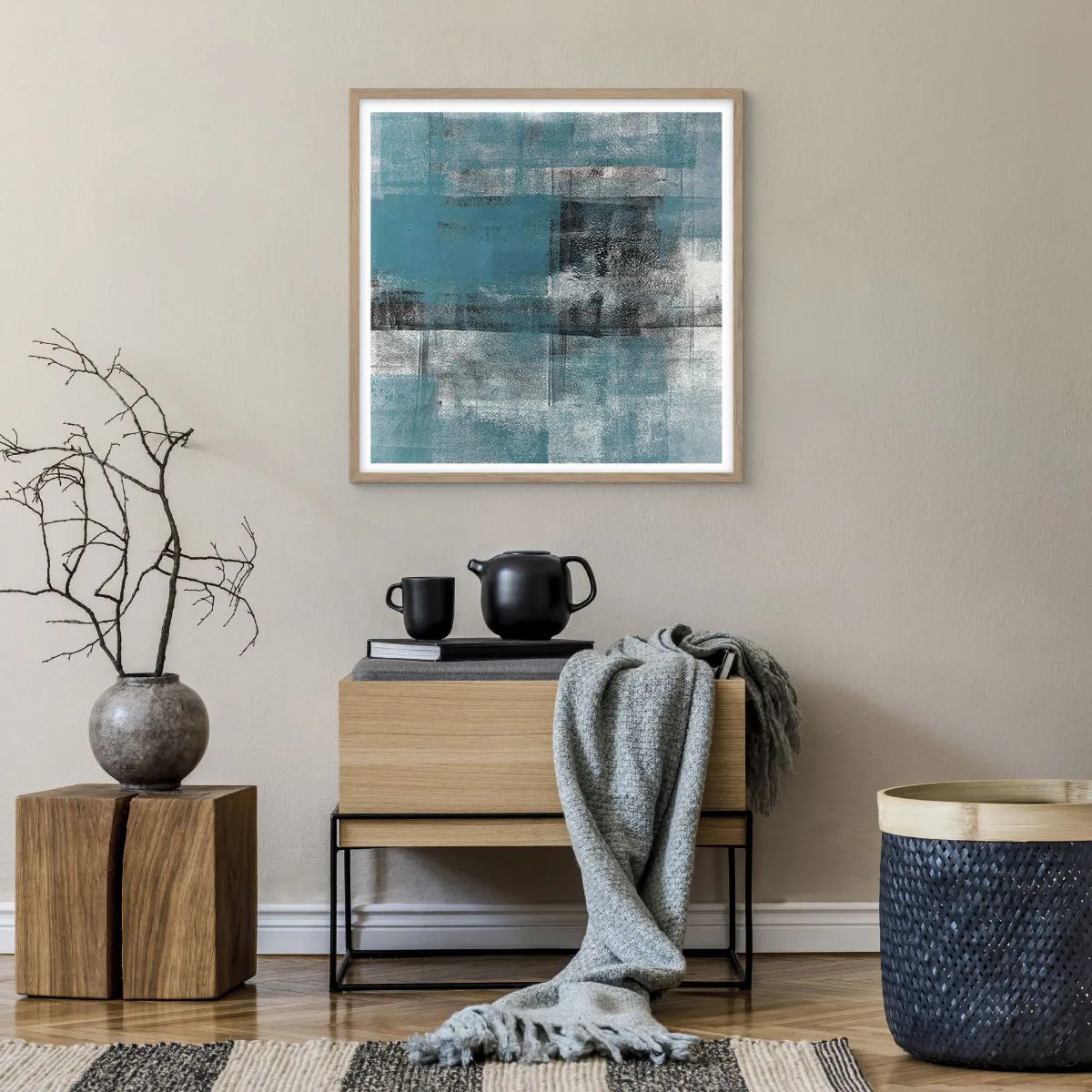 Affiche dans un chêne clair - Poster - Eau et air - 60x60 cm