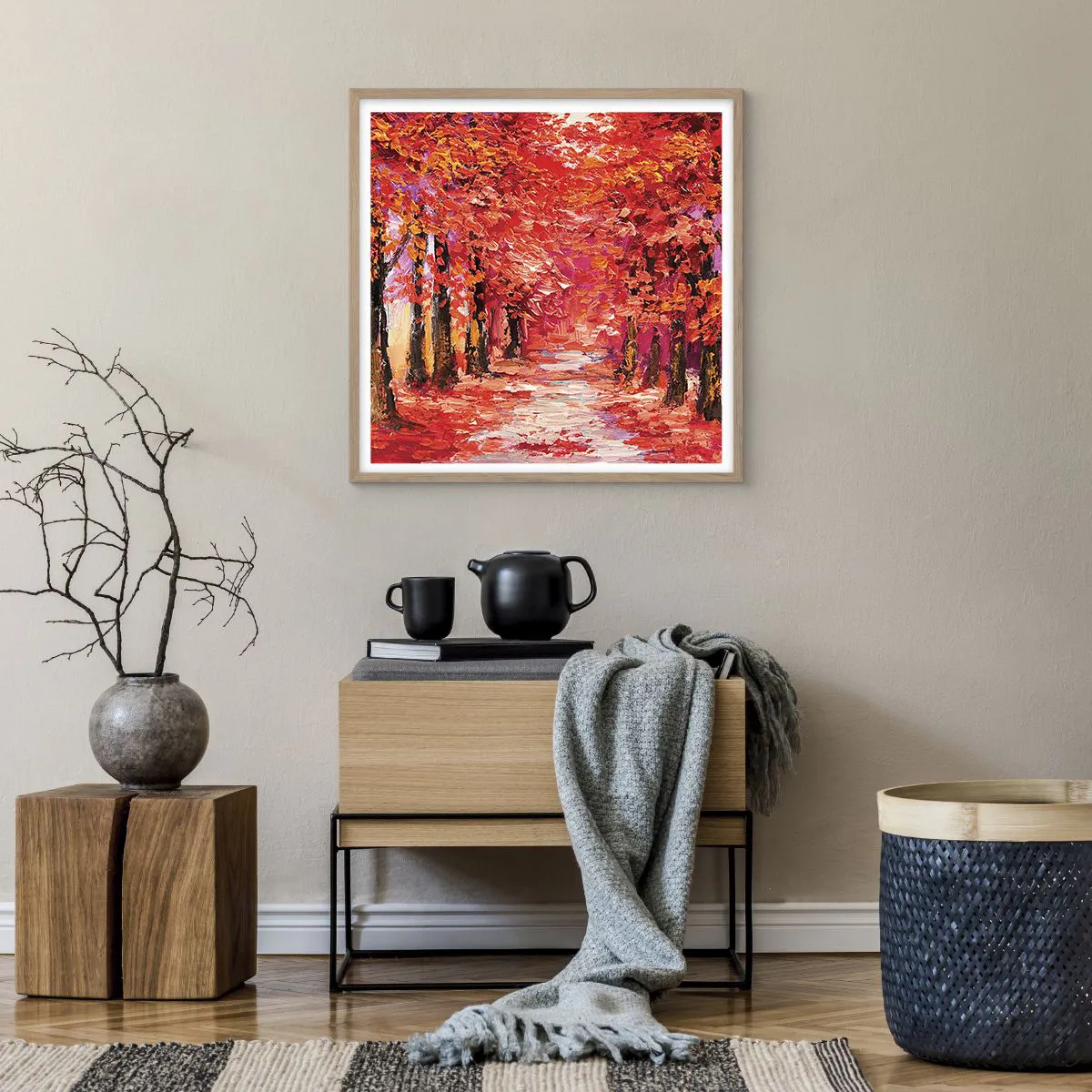 Affiche dans un chêne clair - Poster - Impression d'automne - 60x60 cm