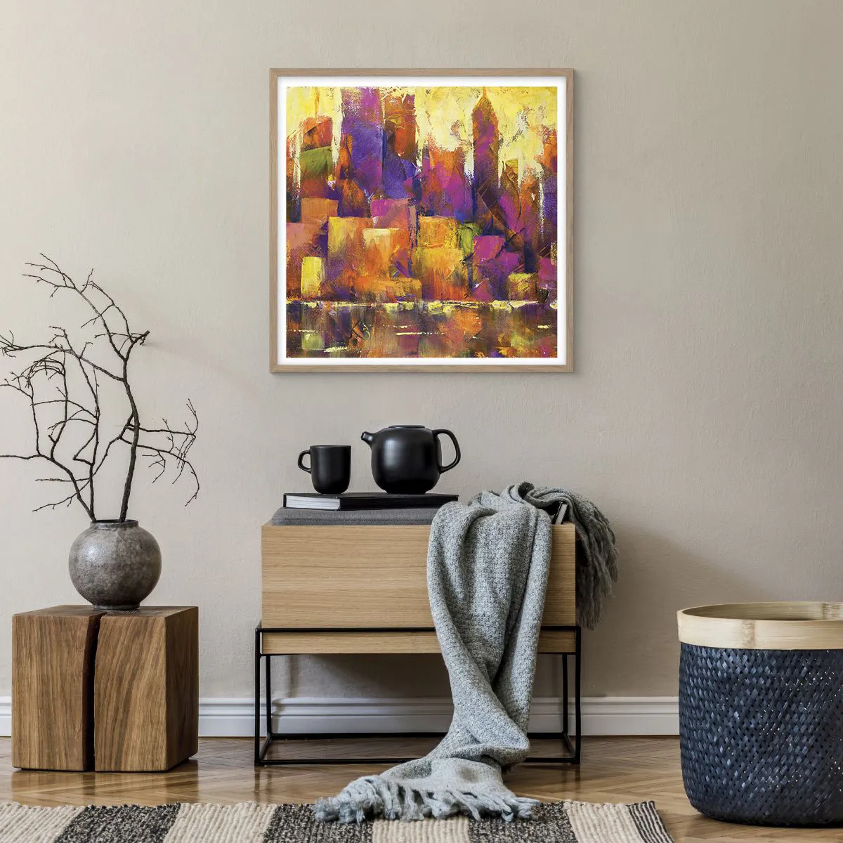 Een poster in een licht eiken lijst - Metropolitan compositie - 60x60 cm