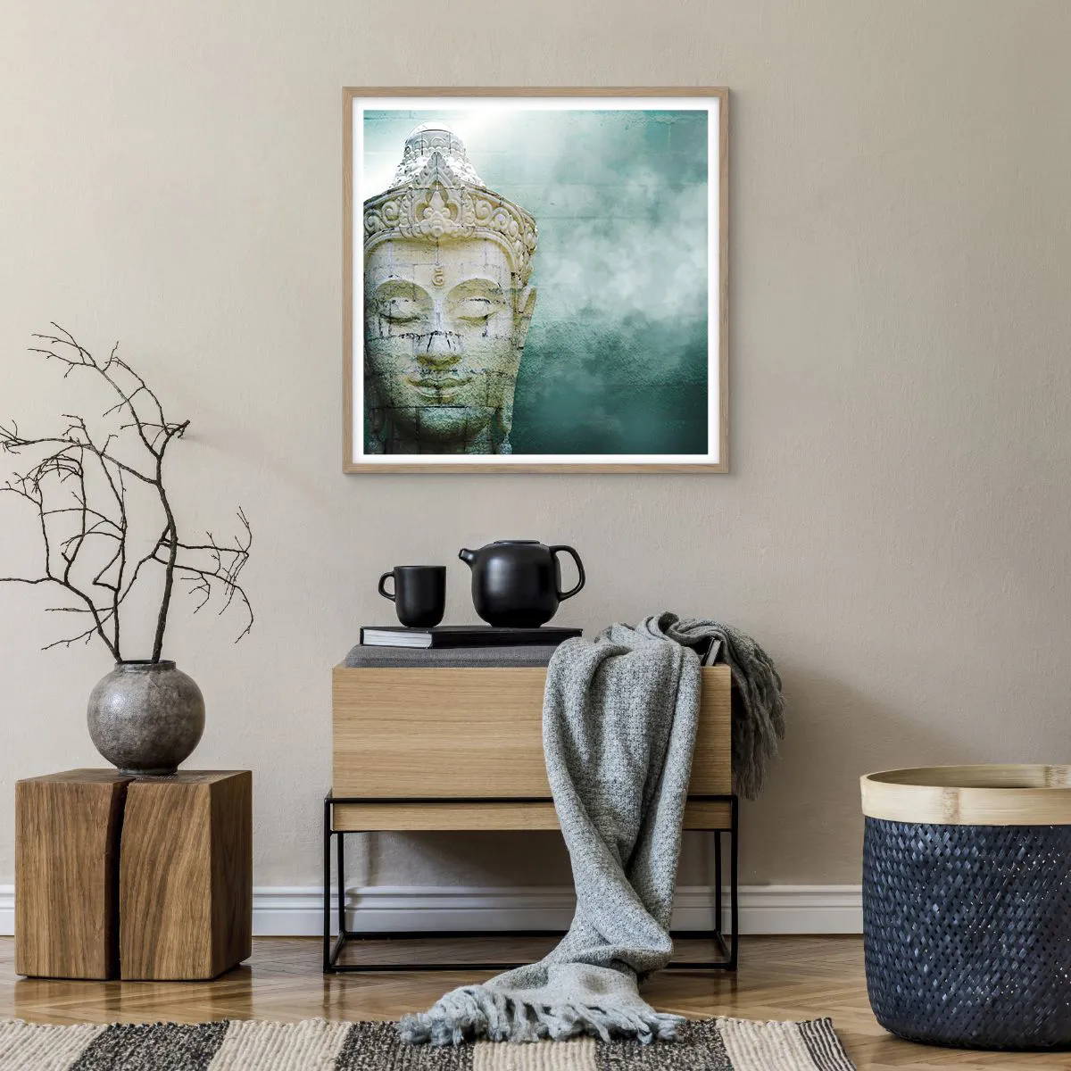 Poszter világos tölgy keretben - A fény kérése - 60x60 cm