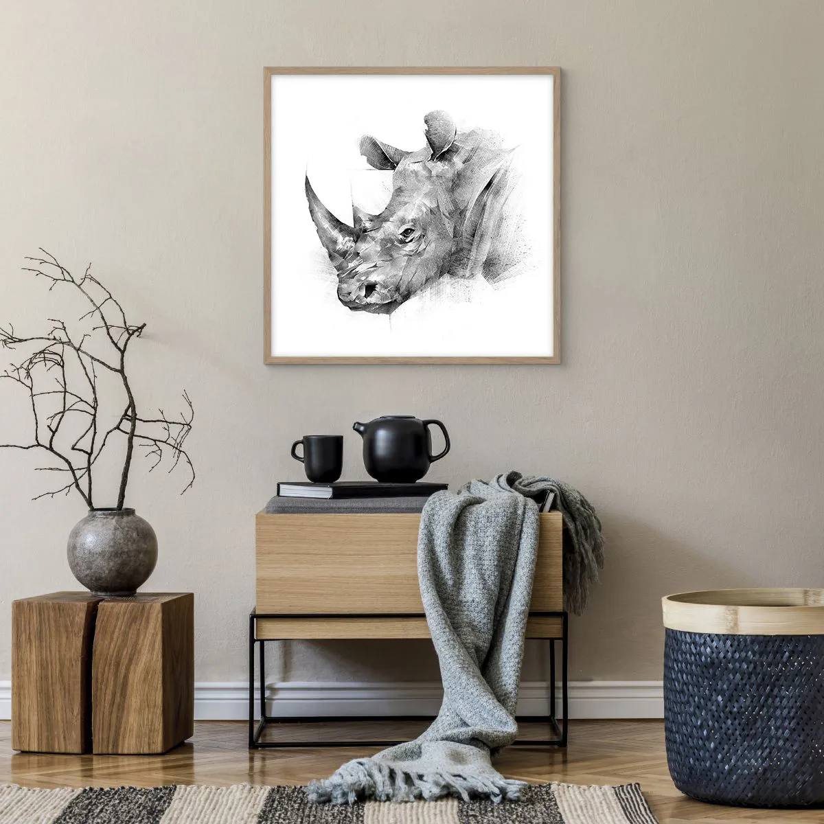 Poster in einem Rahmen aus heller Eiche - Afrikanisches Porträt - 60x60 cm