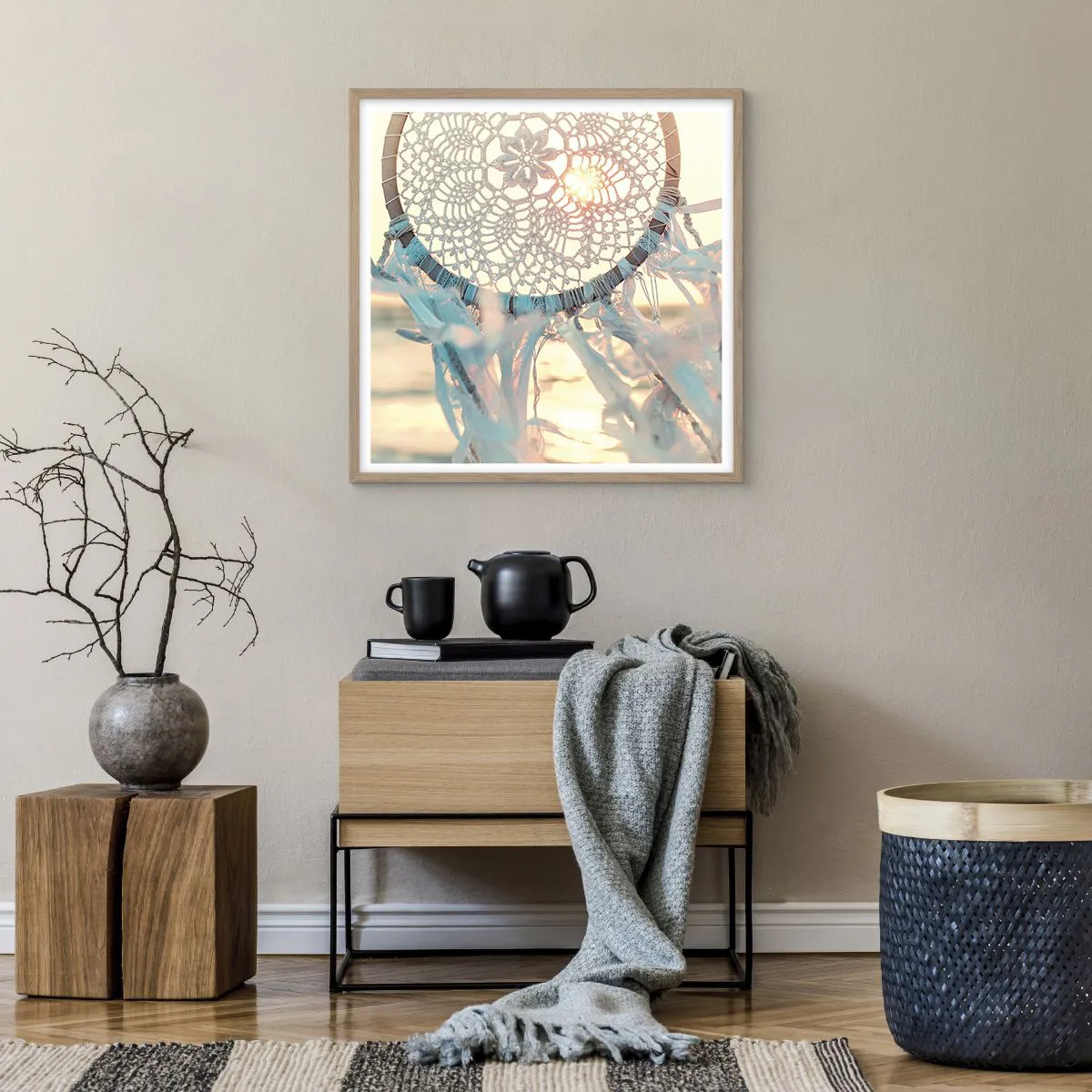 Póster en marco roble claro - Tótem sagrado - 60x60 cm