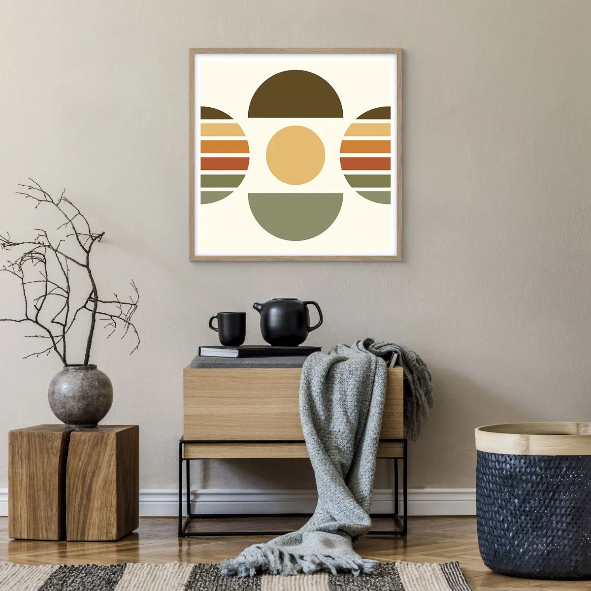 Pôster com moldura de carvalho claro - Em tons terrosos - 60x60 cm