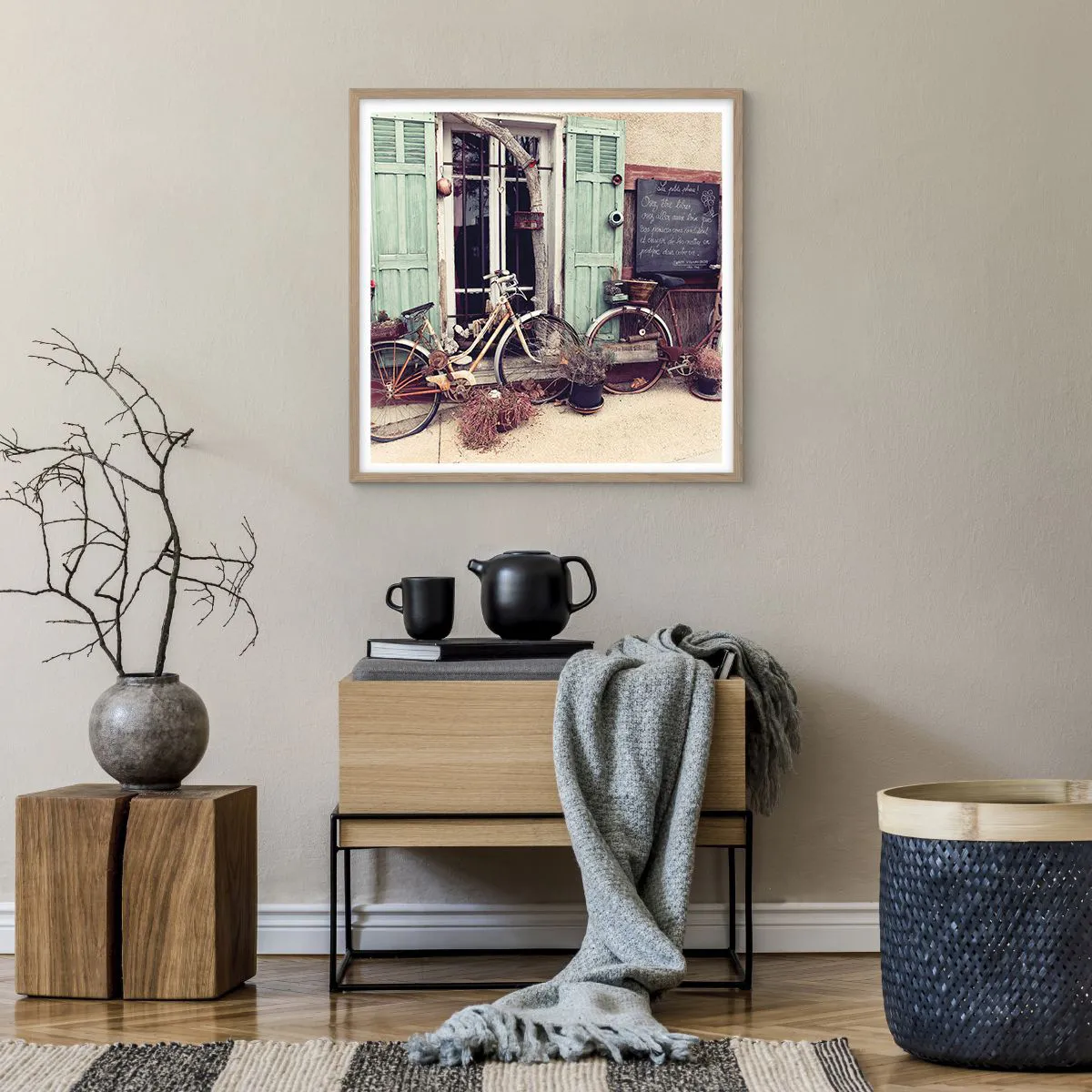 Poszter világos tölgy keretben - Éljen a tartomány - 60x60 cm