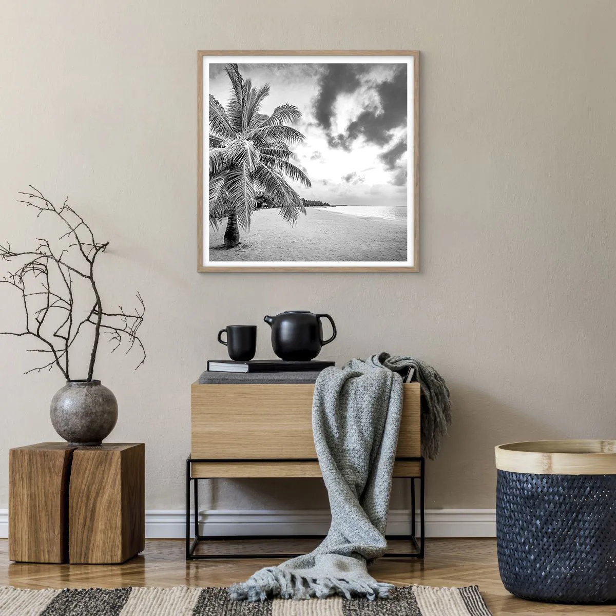 Affiche dans un chêne clair - Poster - Quand tu aspires à la solitude - 60x60 cm