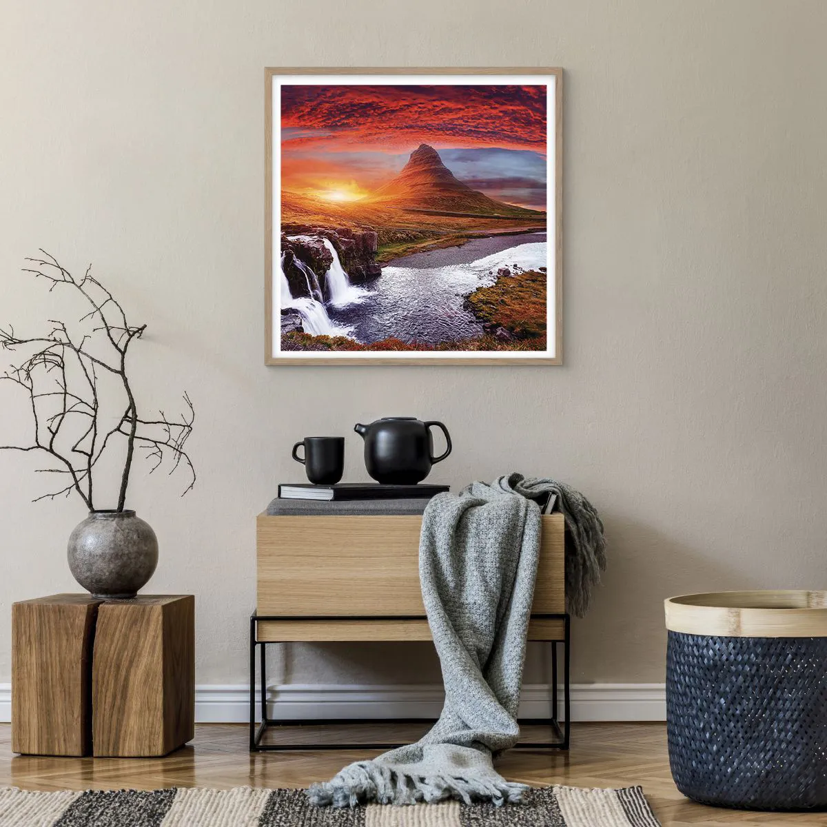 Poster in einem Rahmen aus heller Eiche - Ein Blick auf Mittelerde - 60x60 cm