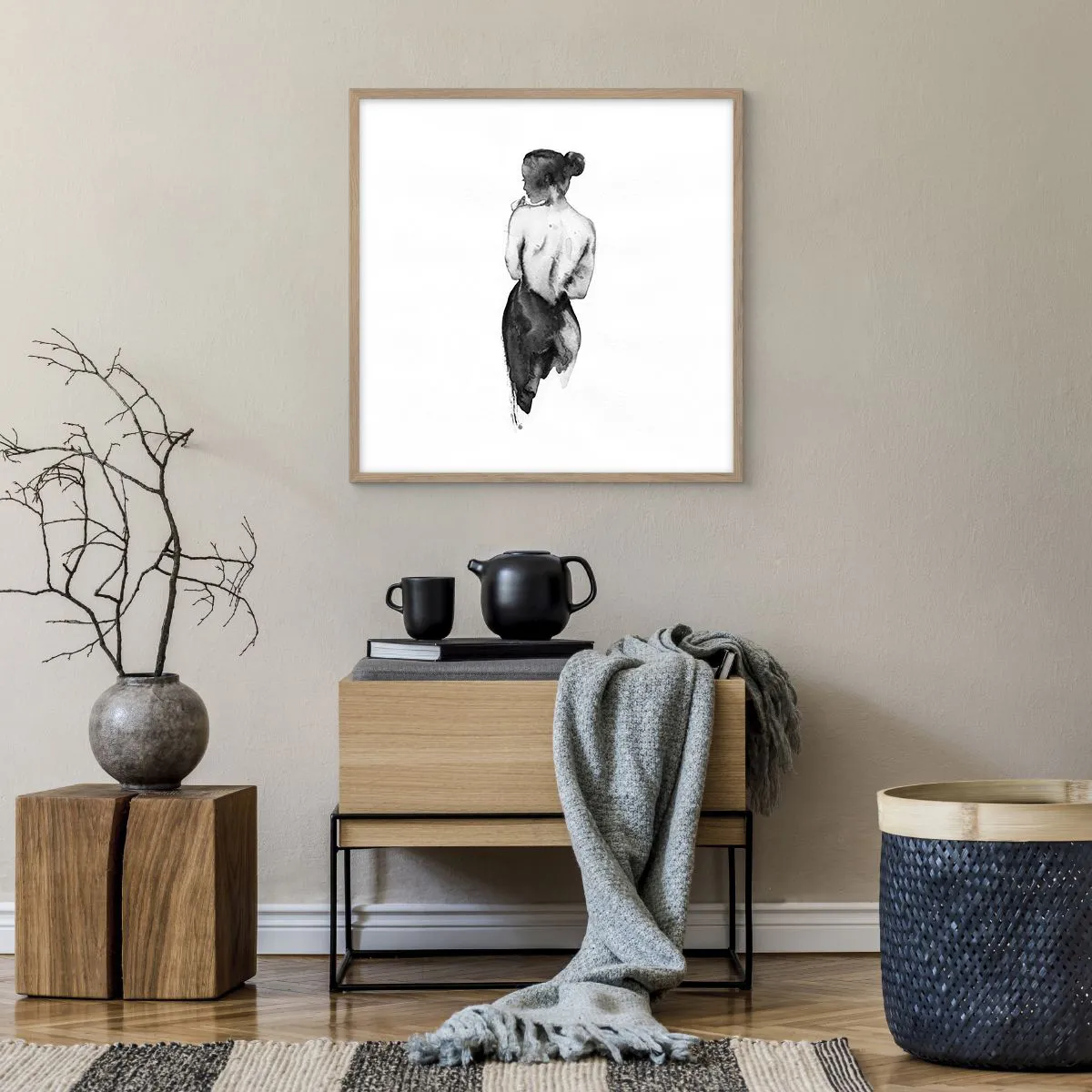 Póster en marco roble claro - Sin ella el mundo deja de tener sentido - 60x60 cm