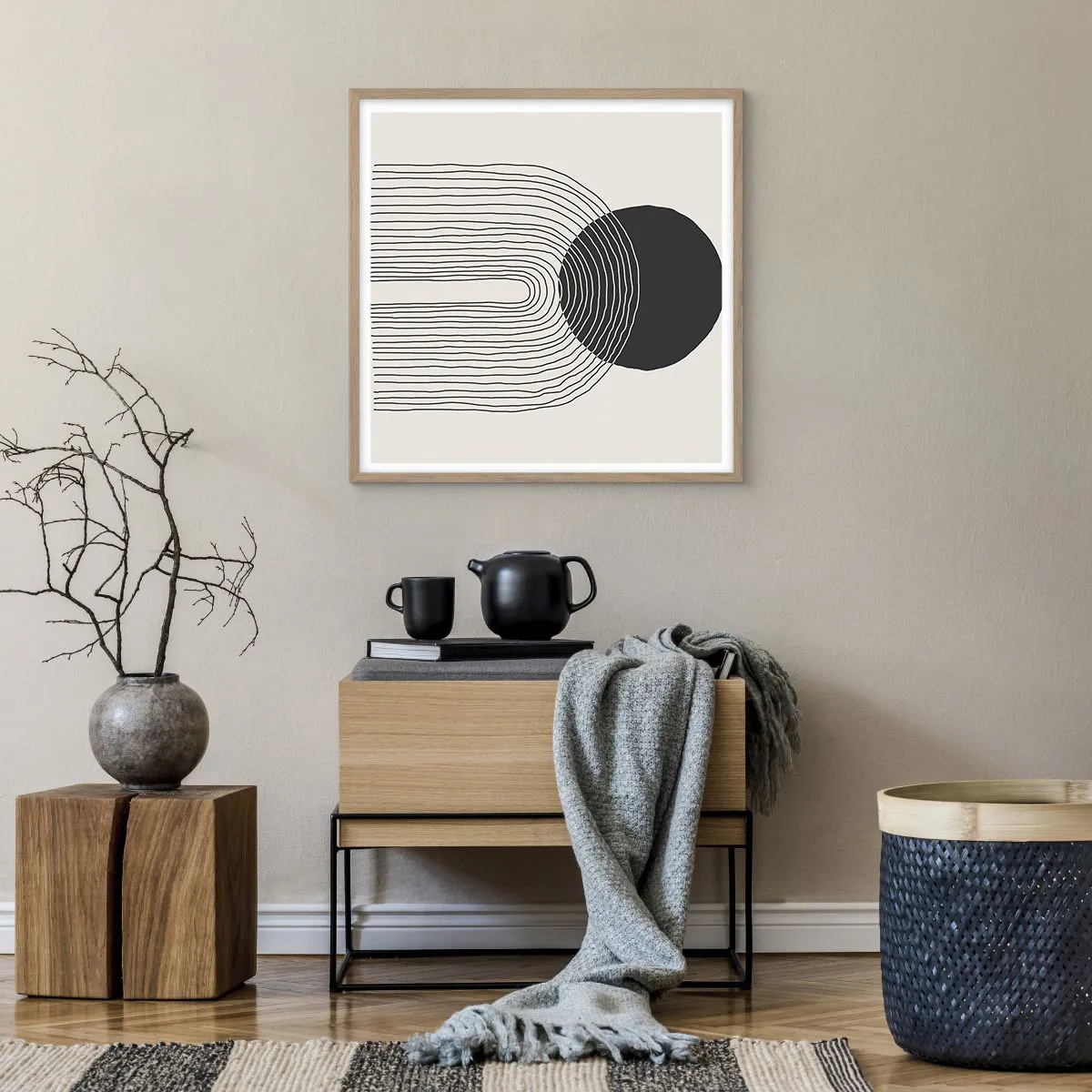 Póster en marco roble claro - Temblor y certeza - 60x60 cm