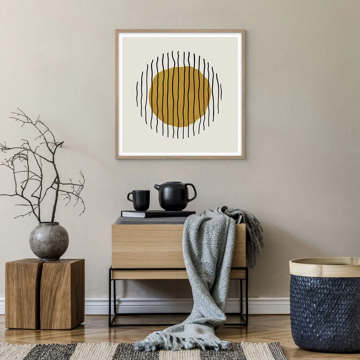 Pôster com moldura de carvalho claro - Abstração a tremer com o calor - 60x60 cm