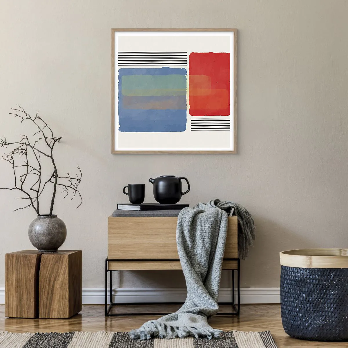 Plagát v ráme zo svetlého duba - Duch a písmeno geometrie - 60x60 cm