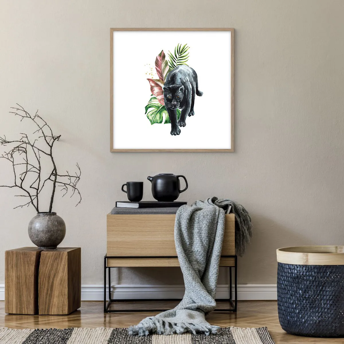 Póster en marco roble claro - Salvaje de corazón - 60x60 cm