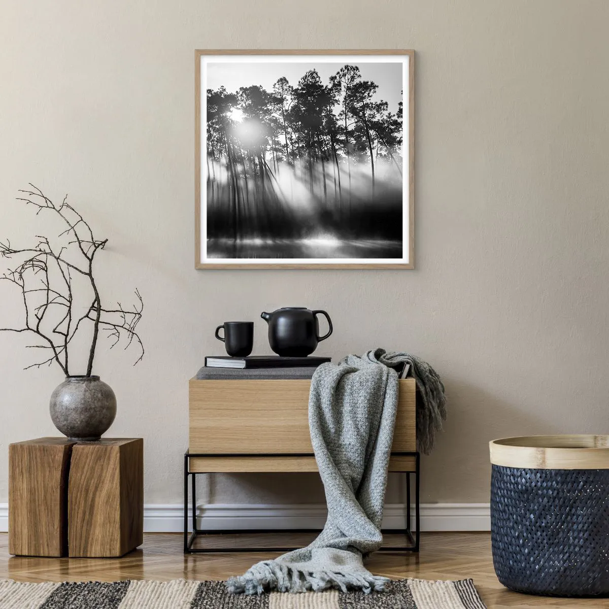 Plakát v rámu světlý dub - Nezastavitelné slunce - 60x60 cm