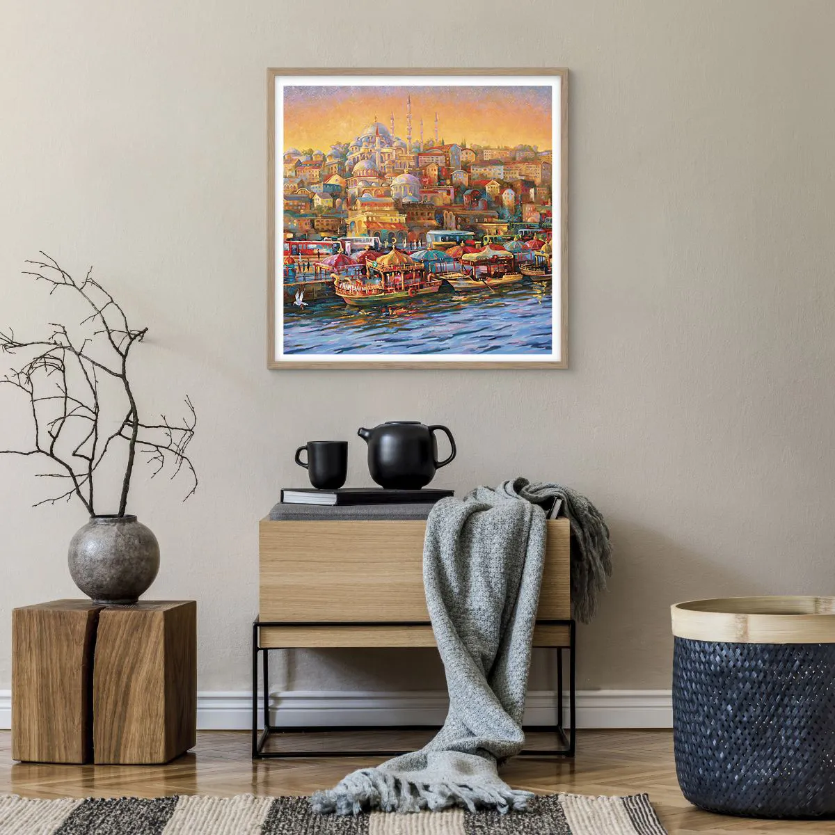 Affisch i ram av ljusek - Istanbul-berättelse - 60x60 cm