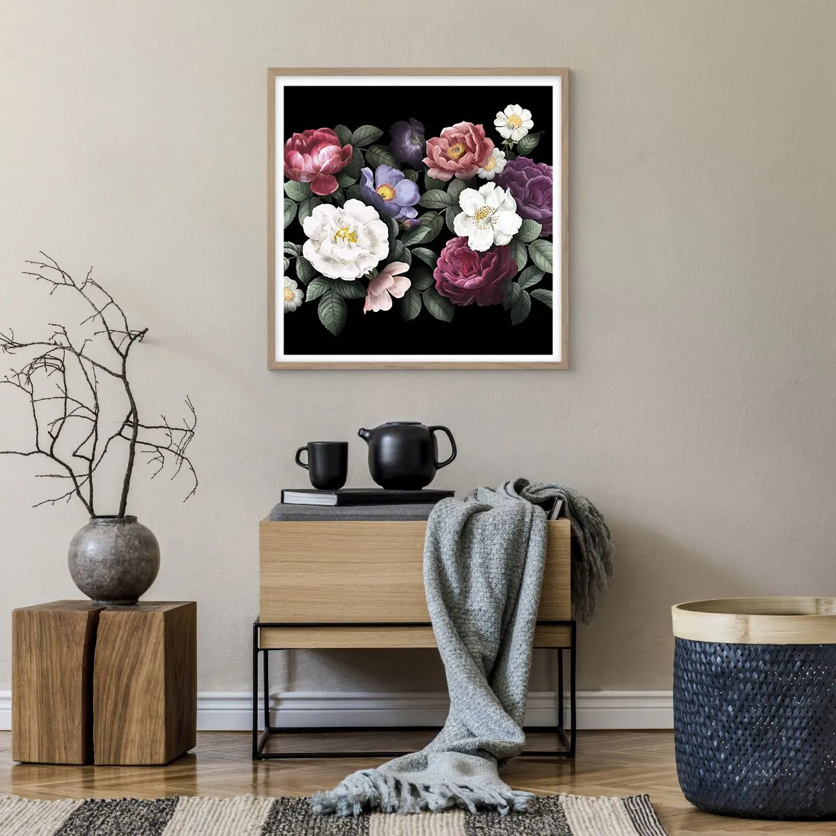 Plakát v rámu světlý dub - Z anglické zahrady - 60x60 cm