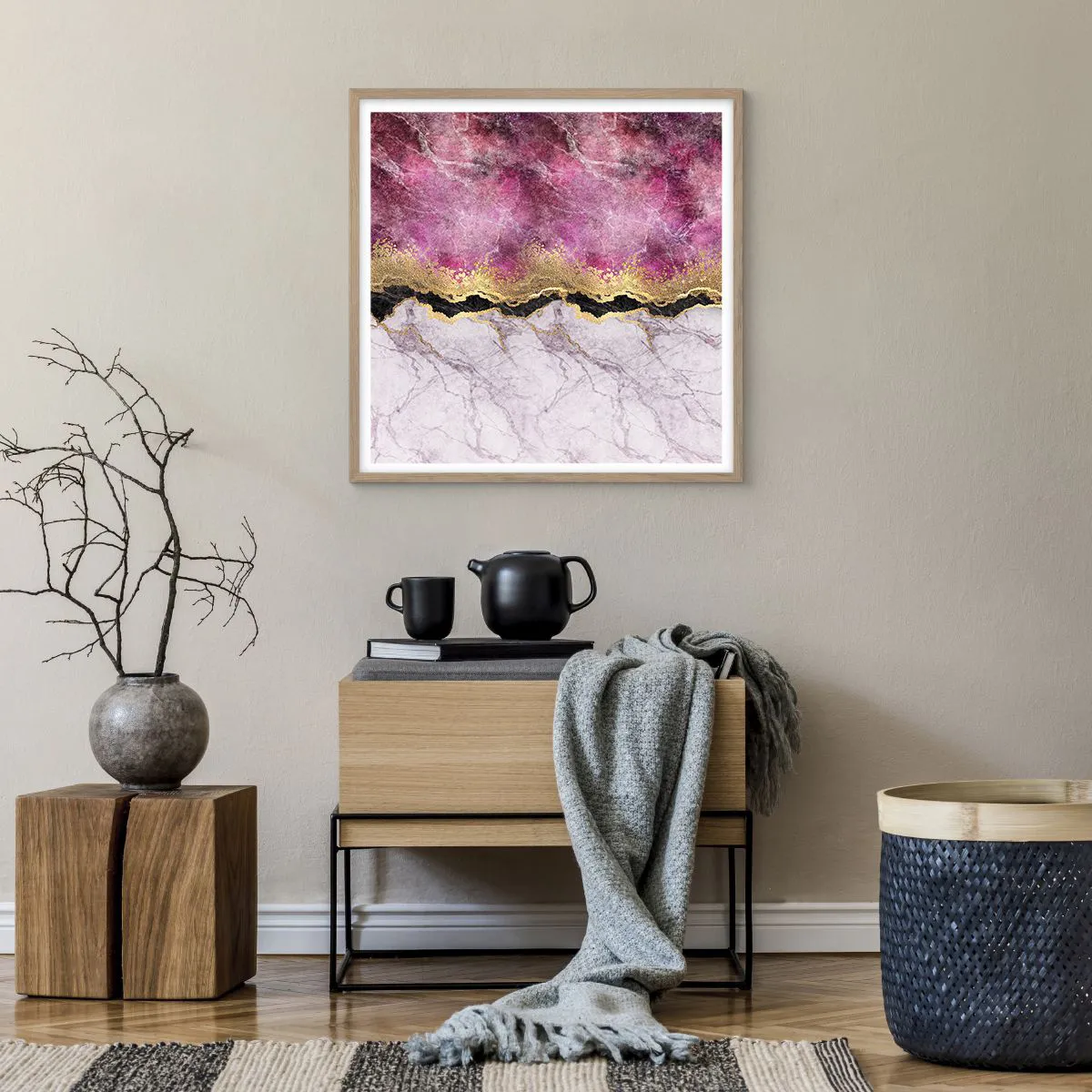 Póster en marco roble claro - En la frontera - 60x60 cm