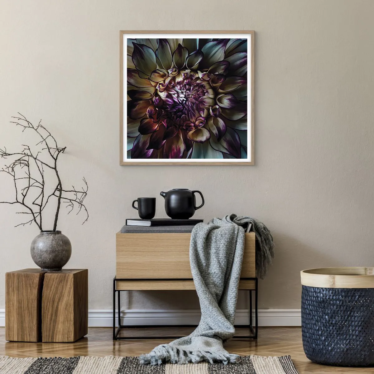 Pôster com moldura de carvalho claro - O florescimento da juventude - 60x60 cm