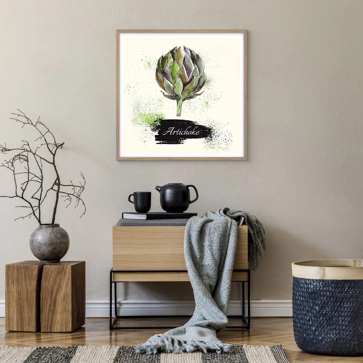 Poster in light oak frame - Eviva Vegetables! - 60x60 cm